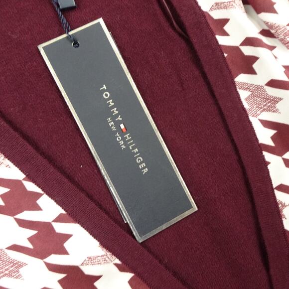 Tommy Hilfiger Sweater Womens Medium Cardigan Houndstooth Luxury Wool B - Picture 7 of 14